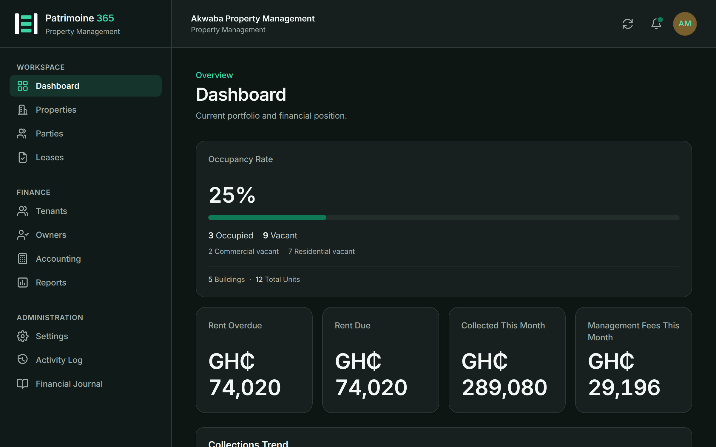 Patrimoine 365 dashboard preview